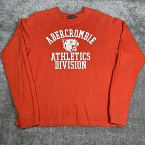 Abercrombie & Fitch T-Shirt Men's‎ XL Orange Long Sleeve Muscle Athletics VTG